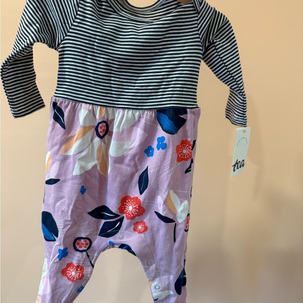 Tea Collection Black and White Striped Baby Romper